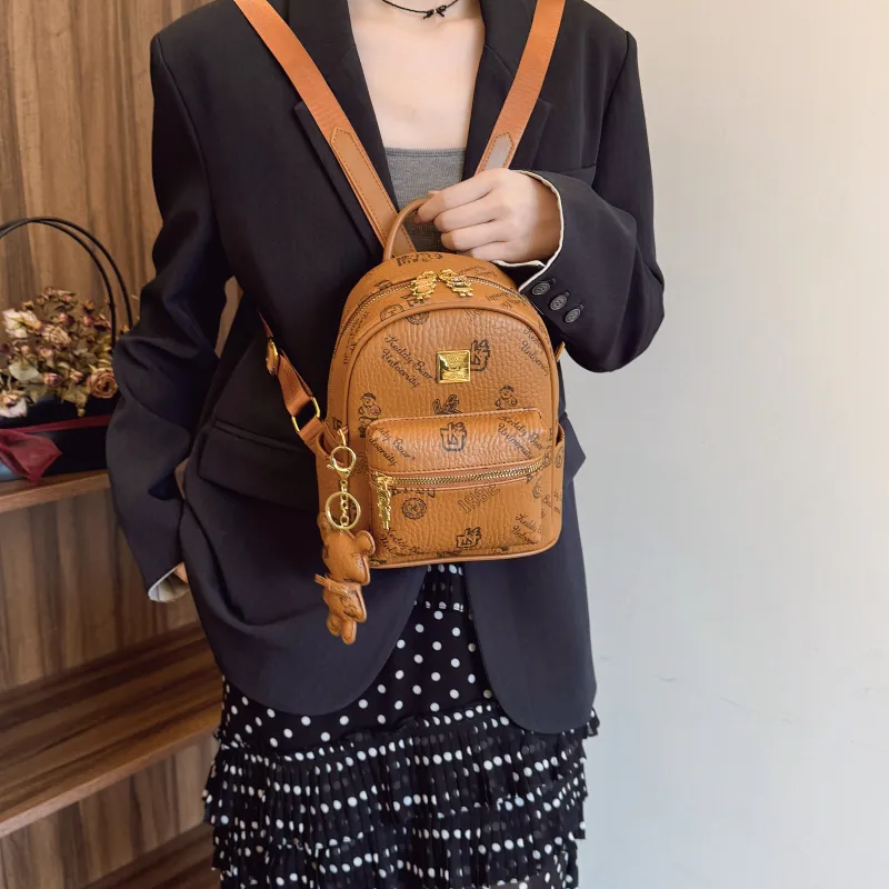 RIVMIND PU Backpack Regular Women's White/Black/Pink/Brown-19