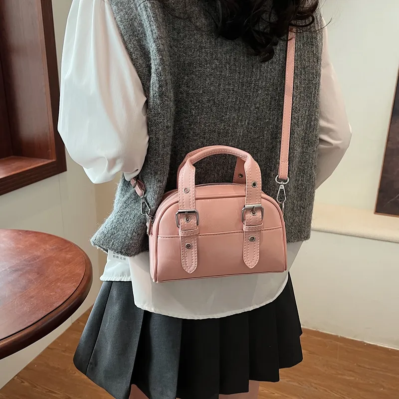 RIVMIND PU One Shoulder Handbag Women's Ecru/Pink/Light Blue/Red/Silver/Black-10