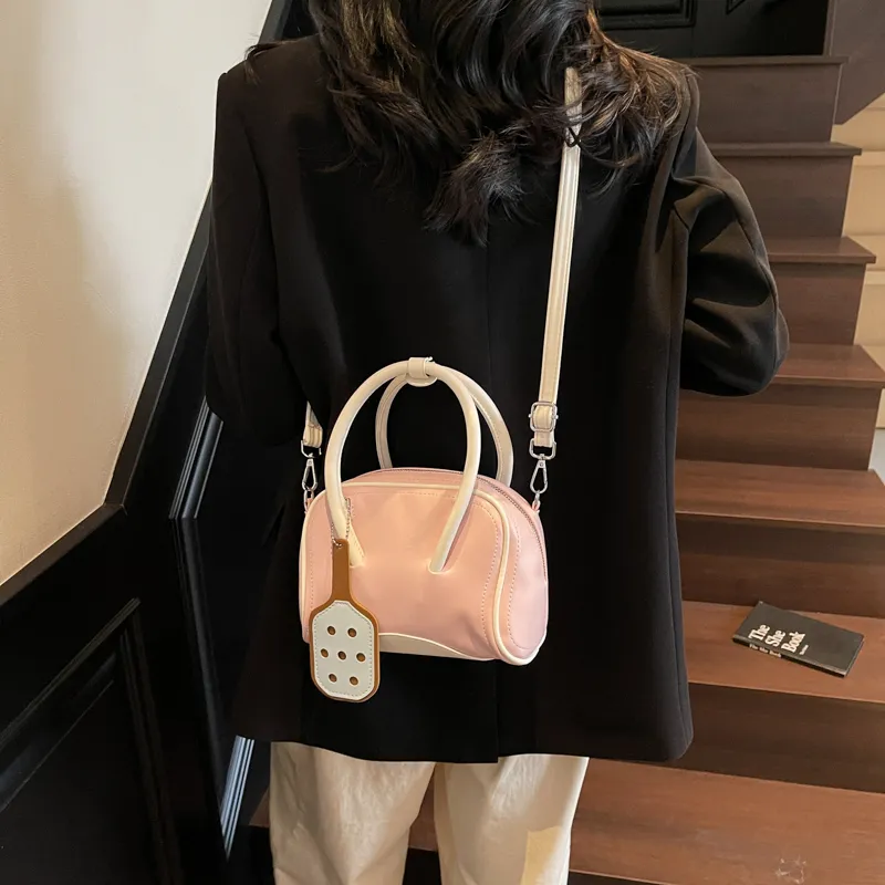 RIVMIND PU Handbag Women's White/Pink/Khaki-10