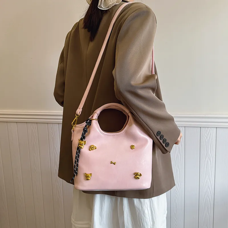 RIVMIND PU Handbag Women's Brown/White/Pink/Black-14