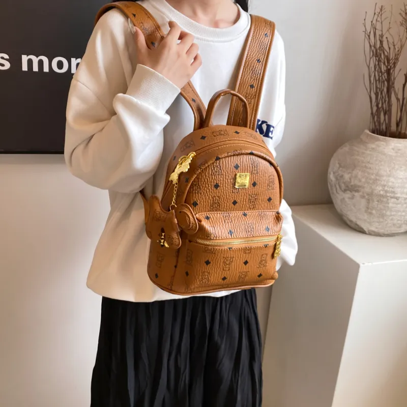 RIVMIND PU Backpack Women's Black & White/Ecru/Black/Pink/Brown-47