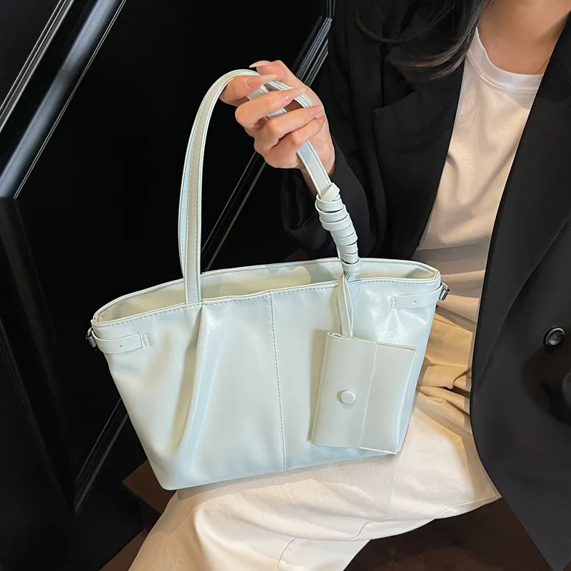 RIVMIND PU Tote Bag, Shoulder Bag Regular Women's White/Silver/Black/Pink/Blue-27