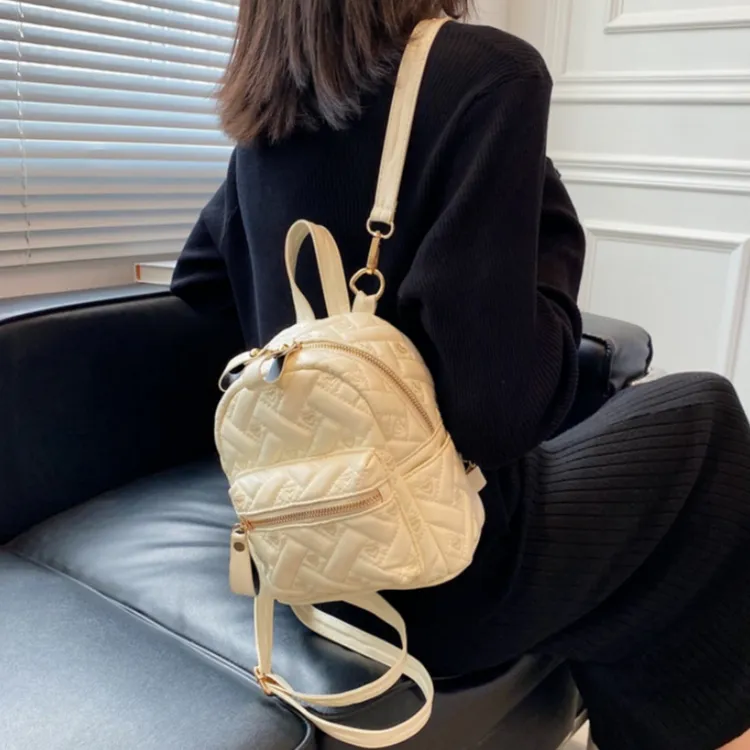 RIVMIND PU Backpack Women's White/Black-4