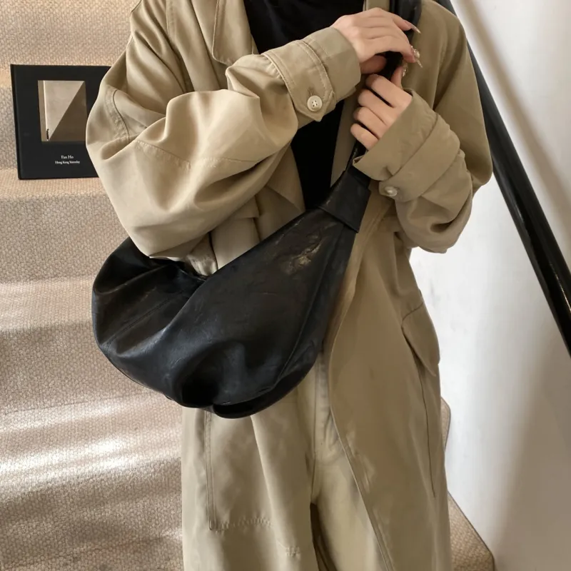 RIVMIND PU Dumpling Bag, Crossbody Bag, Shoulder Bag Women's Black/Khaki/Coffee/Brown-1