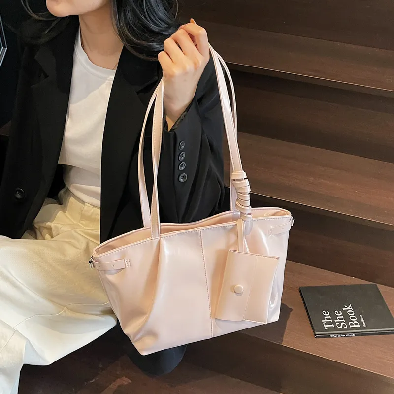 RIVMIND PU Tote Bag, Shoulder Bag Regular Women's White/Silver/Black/Pink/Blue-21