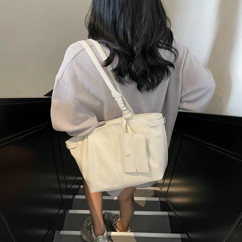 RIVMIND PU Tote Bag, Shoulder Bag Regular Women's White/Silver/Black/Pink/Blue-1