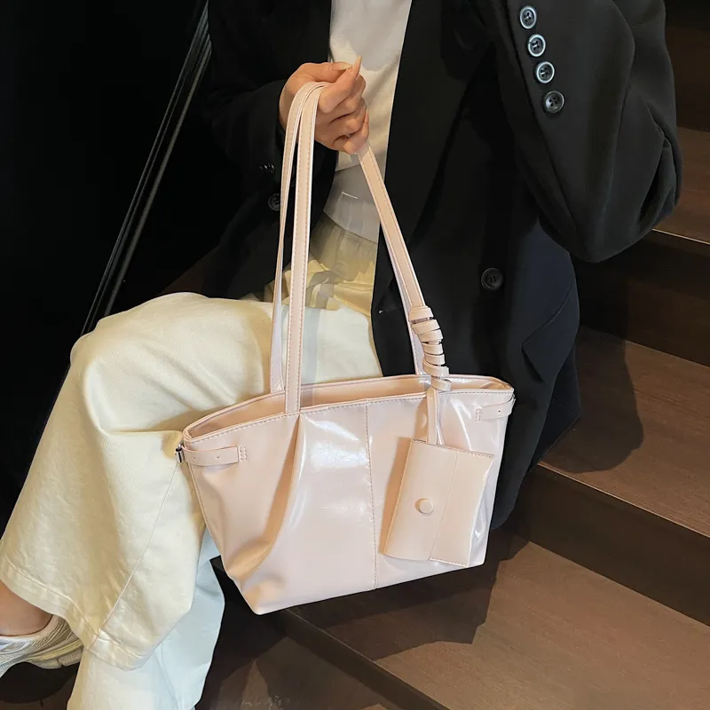 RIVMIND PU Tote Bag, Shoulder Bag Regular Women's White/Silver/Black/Pink/Blue-20