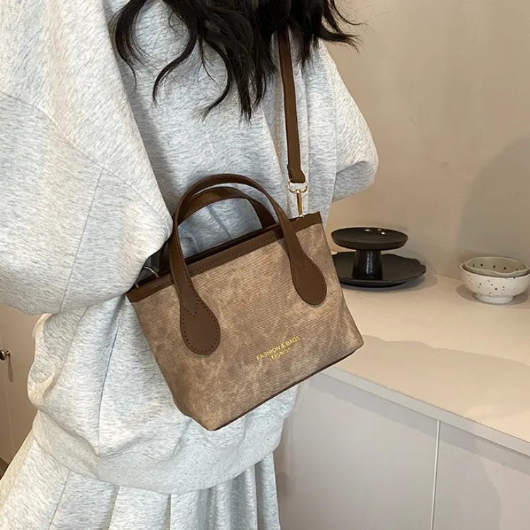RIVMIND PU One Shoulder Handbag Regular Women's Brown/Black-3