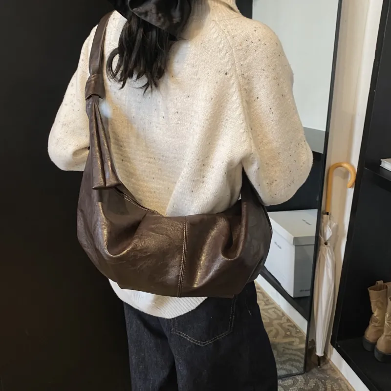 RIVMIND PU Dumpling Bag, Crossbody Bag, Shoulder Bag Women's Black/Khaki/Coffee/Brown-13