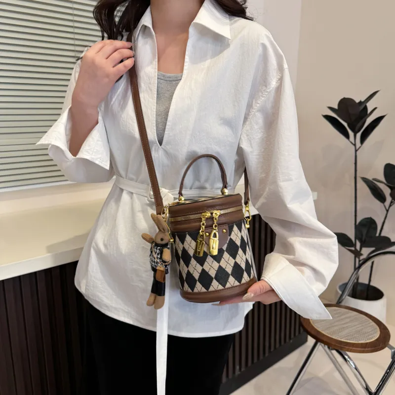 RIVMIND PU Bucket Bag Handbag Women's Black/Brown-8