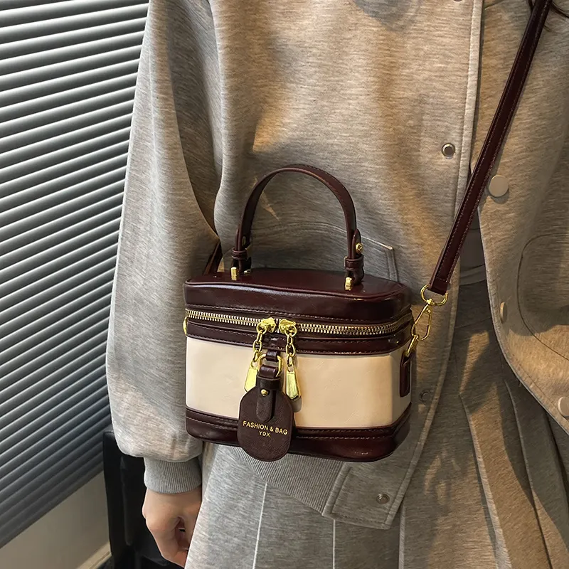 RIVMIND PU One Shoulder Handbag Women's Beige/Burgundy/Coffee/Black-2