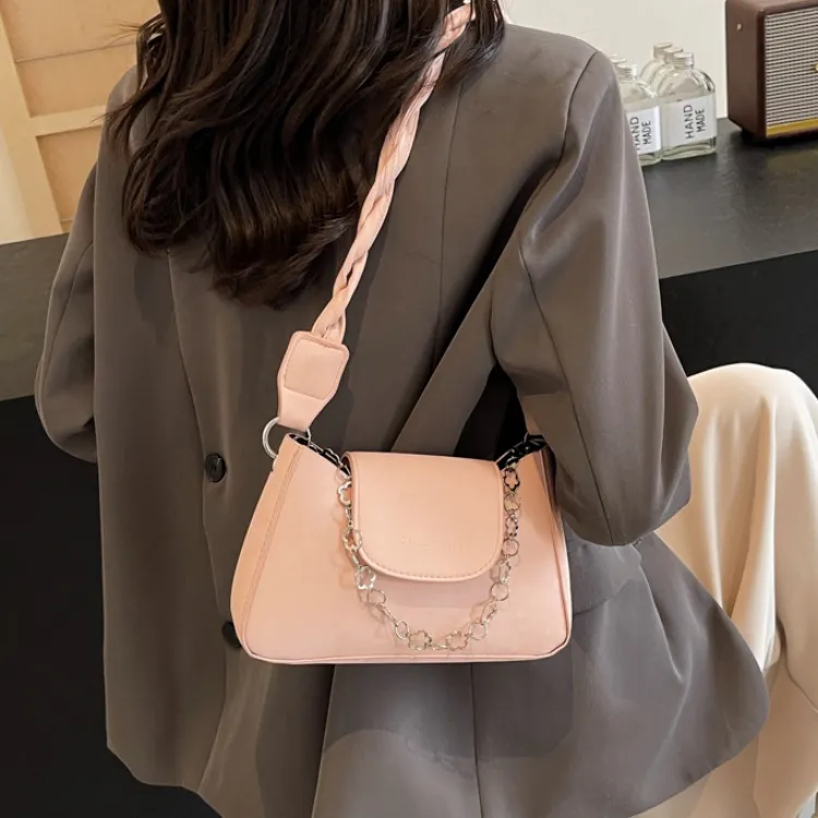 RIVMIND PU Crossbody One Shoulder Handbags Regular Women's Ecru/Black/Pink-10