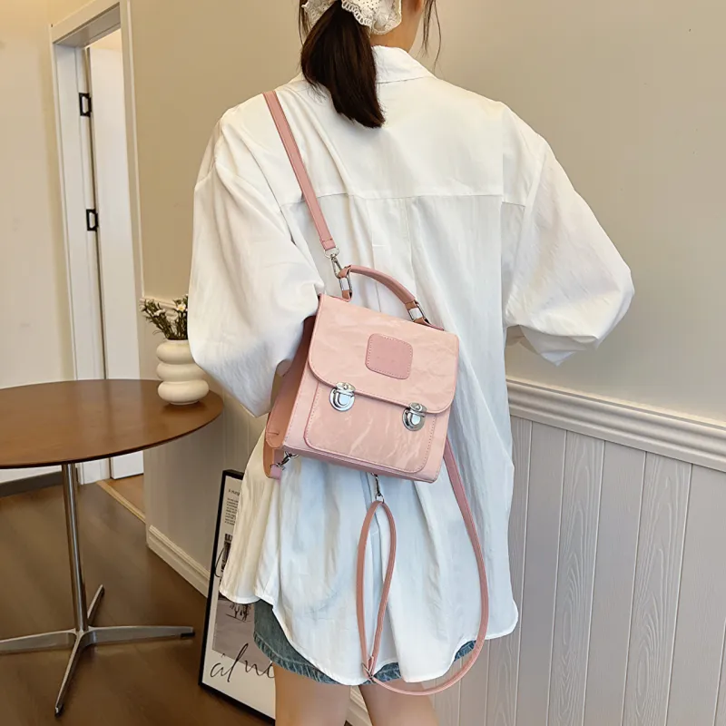 RIVMIND PU Backpack Women's White/Silver/Black/Pink-16