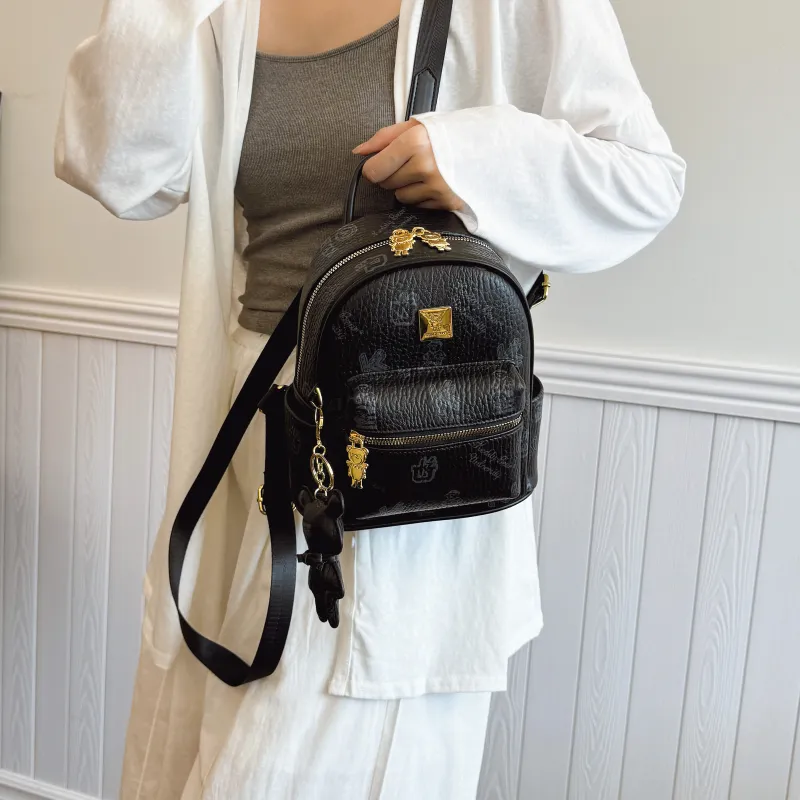 RIVMIND PU Backpack Regular Women's White/Black/Pink/Brown-6