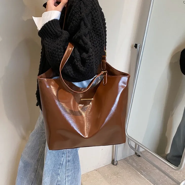 RIVMIND PU Shoulder Bag Women's Brown/Coffee/Black-2