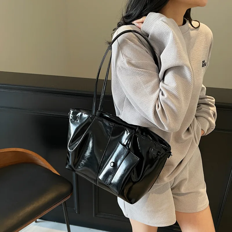 RIVMIND PU Tote Bag, Shoulder Bag Regular Women's White/Silver/Black/Pink/Blue-17