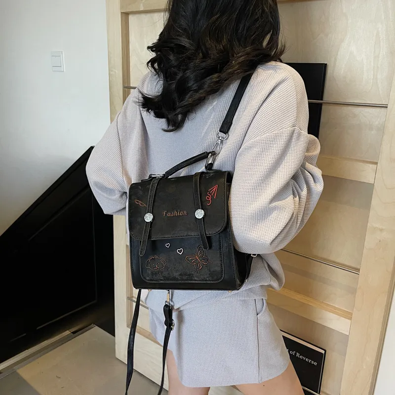 RIVMIND PU Backpack Women's White/Pink/Blue/Black-23