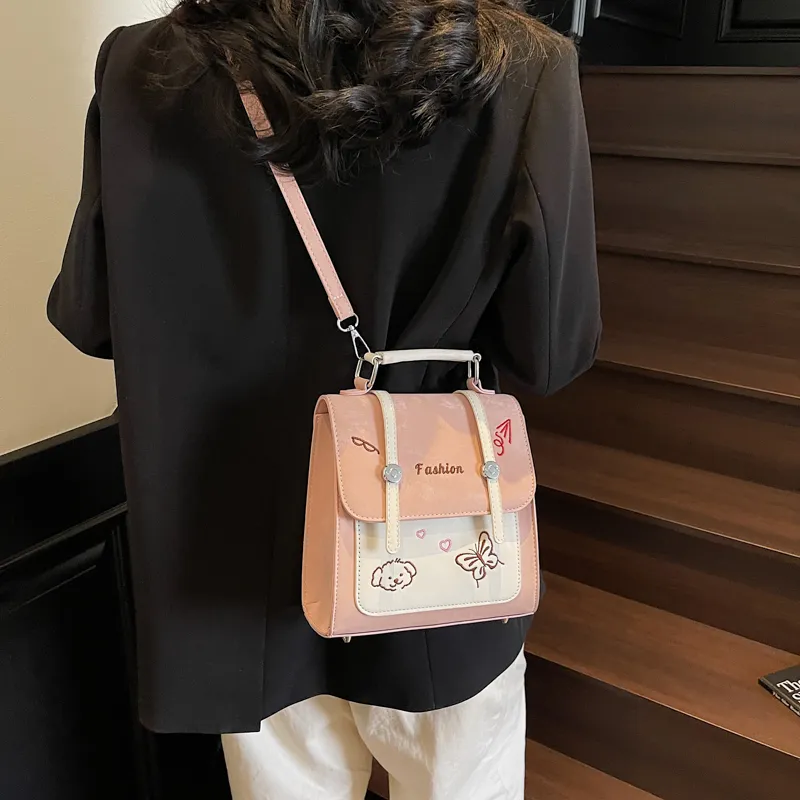 RIVMIND PU Backpack Women's White/Pink/Blue/Black-8