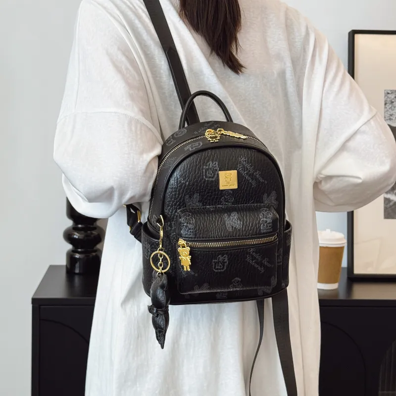 RIVMIND PU Backpack Regular Women's White/Black/Pink/Brown-9
