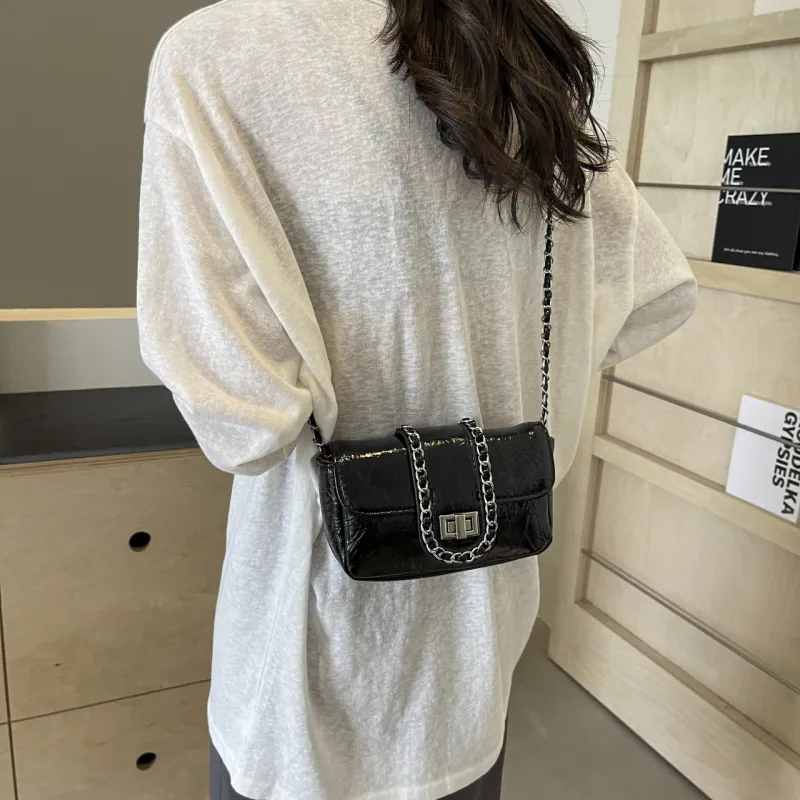 RIVMIND PU Crossbody Bag Women's Silver/Black/Gold-6