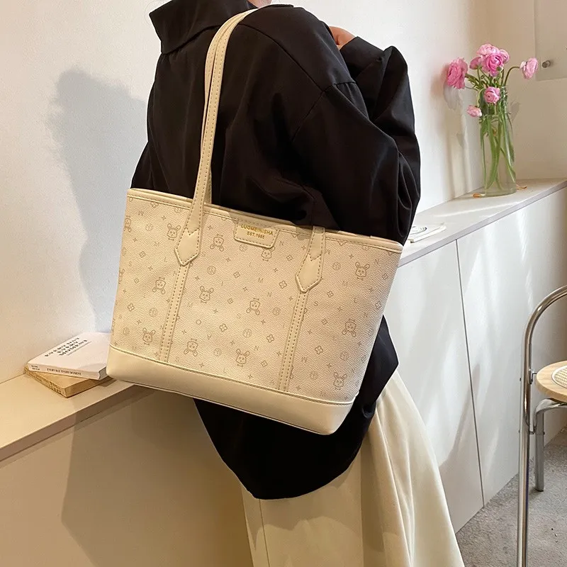 RIVMIND PU Tote Bag Shoulder Bag Women's White/Green/Pink-1