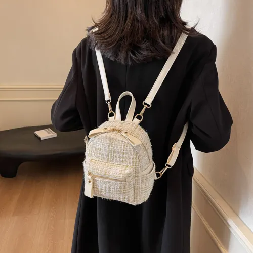 RIVMIND Fabric Backpack Women's White/Black