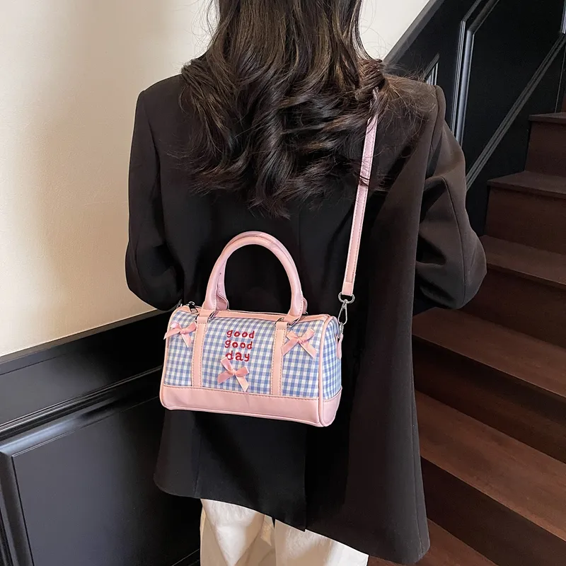 RIVMIND PU Patchwork One Shoulder Handbag Women's White/Pink/Blue/Black-10