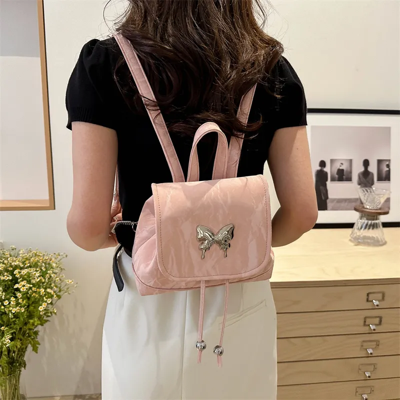 RIVMIND PU Backpack Portable Regular Women's White/Silver/Black/Pink-26