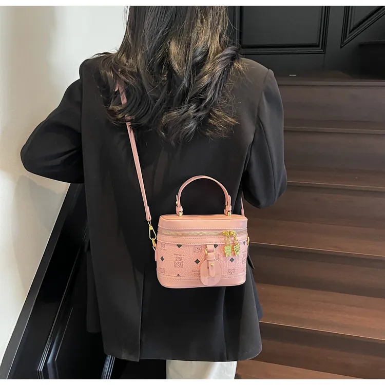 RIVMIND PU Handbag Regular Women's White/Pink/Brown-9