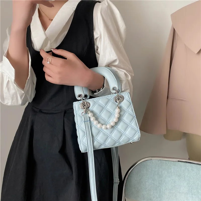 RIVMIND PU One Shoulder Handbag, Crossbody Bag Women's Denim Blue/Black/Blue/Dark Blue-6