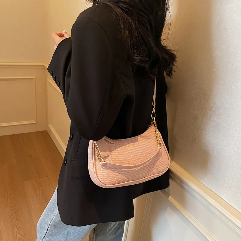 RIVMIND PU Shoulder Bag Women's Ecru/Black/Khaki/Pink-24