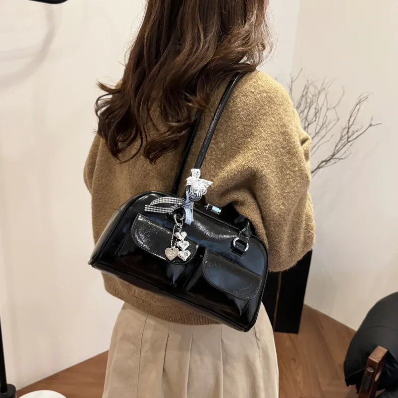 RIVMIND PU Shoulder Bag Women's Black/Coffee/Brown/Red-1