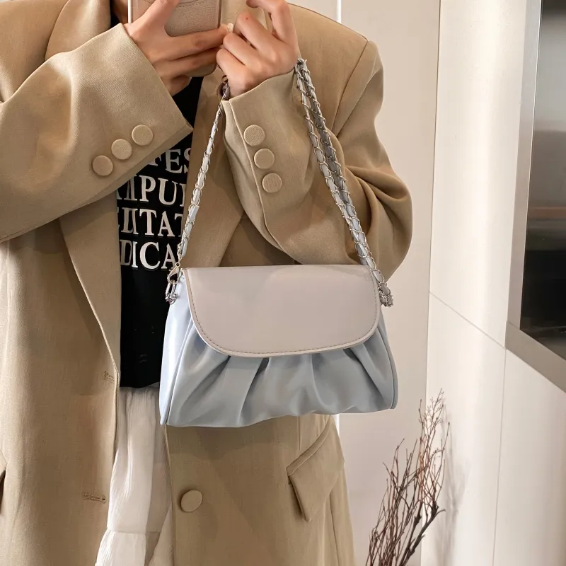 RIVMIND PU Shoulder Bag Women's White/Black/Blue/Pink/Coffee/Brown-14