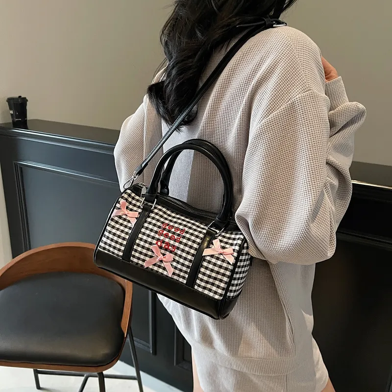 RIVMIND PU Patchwork One Shoulder Handbag Women's White/Pink/Blue/Black-20
