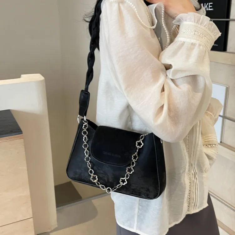 RIVMIND PU Crossbody One Shoulder Handbags Regular Women's Ecru/Black/Pink-8