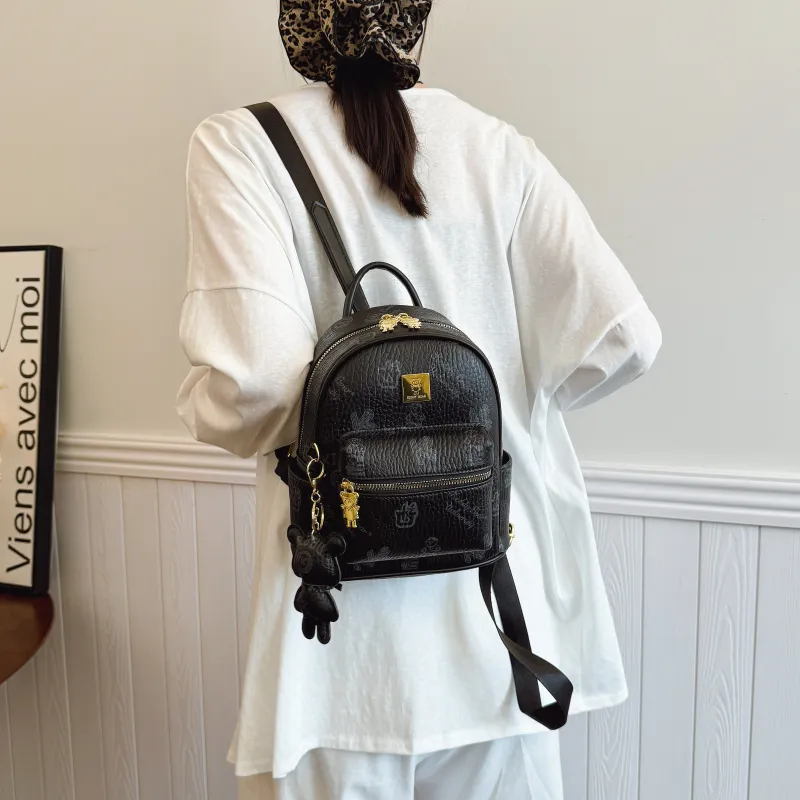 RIVMIND PU Backpack Regular Women's White/Black/Pink/Brown-7