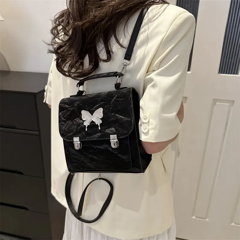 RIVMIND PU Carry Backpack Medium Size Women's White/Silver/Black/Pink-18