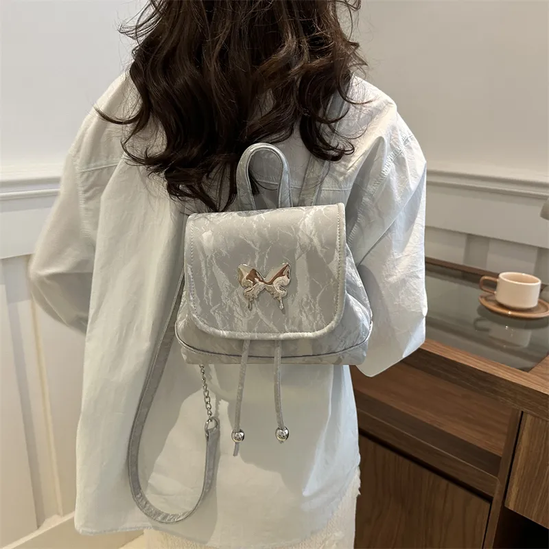 RIVMIND PU Backpack Portable Regular Women's White/Silver/Black/Pink-11