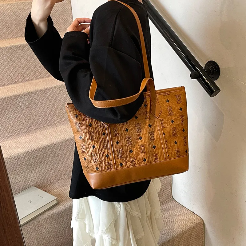 RIVMIND PU Basket Bag Shoulder Bag Women's Beige/Pink/Brown/Black-16