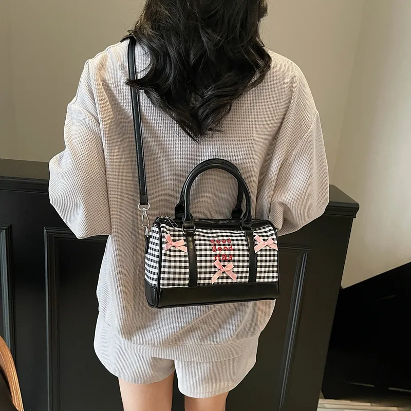 RIVMIND PU Patchwork One Shoulder Handbag Women's White/Pink/Blue/Black-21