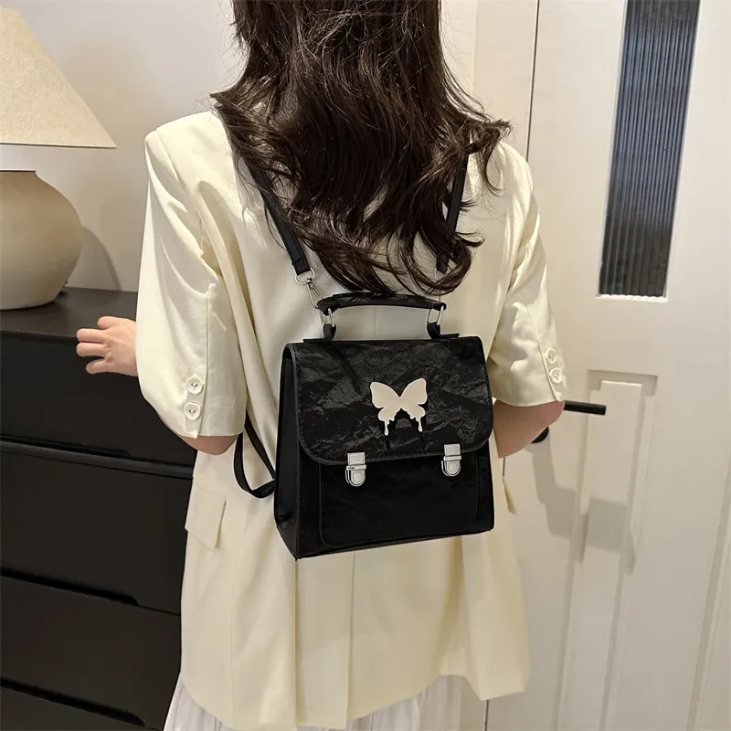 RIVMIND PU Carry Backpack Medium Size Women's White/Silver/Black/Pink-17