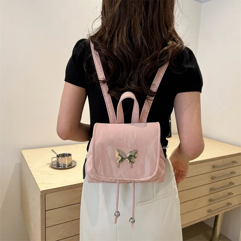 RIVMIND PU Backpack Portable Regular Women's White/Silver/Black/Pink-25