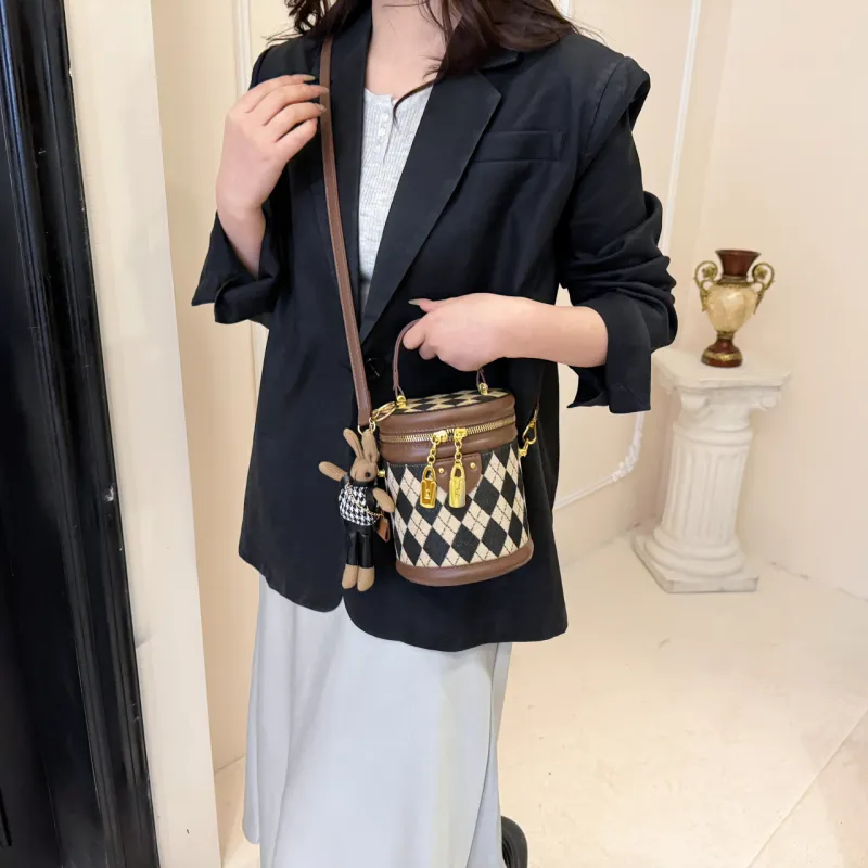RIVMIND PU Bucket Bag Handbag Women's Black/Brown-10