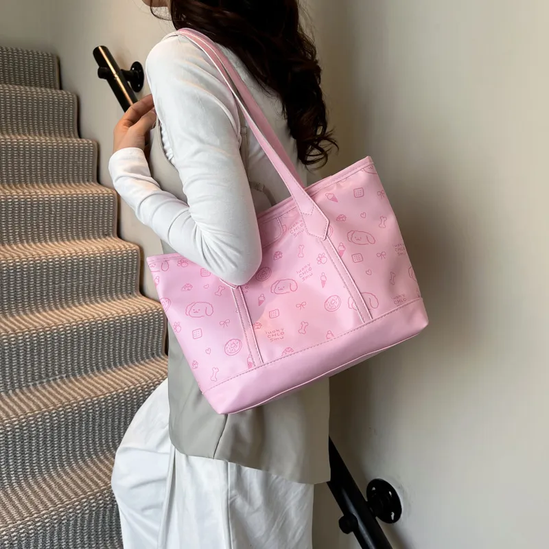 RIVMIND PU Tote Bag, Shopping Bag, Shoulder Bag Women's White/Pink/Brown-8