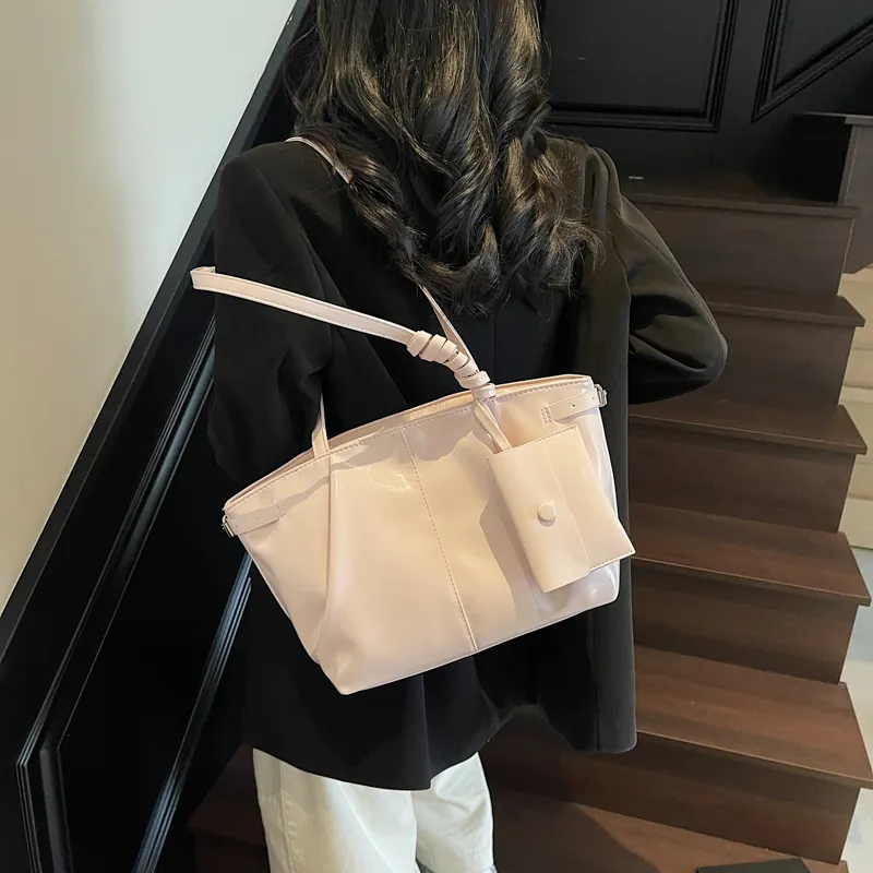 RIVMIND PU Tote Bag, Shoulder Bag Regular Women's White/Silver/Black/Pink/Blue-23