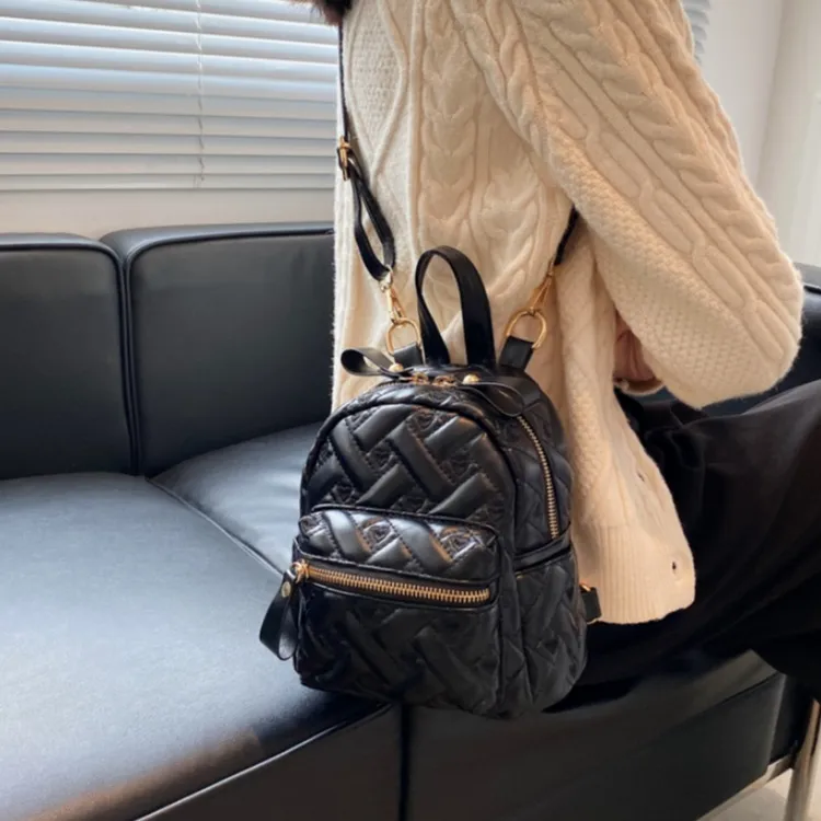 RIVMIND PU Backpack Women's White/Black-6