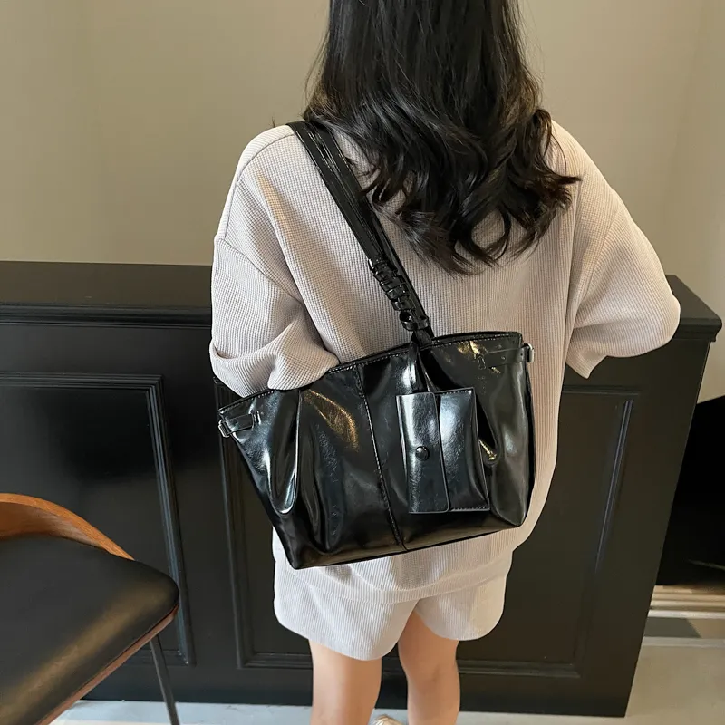 RIVMIND PU Tote Bag, Shoulder Bag Regular Women's White/Silver/Black/Pink/Blue-13