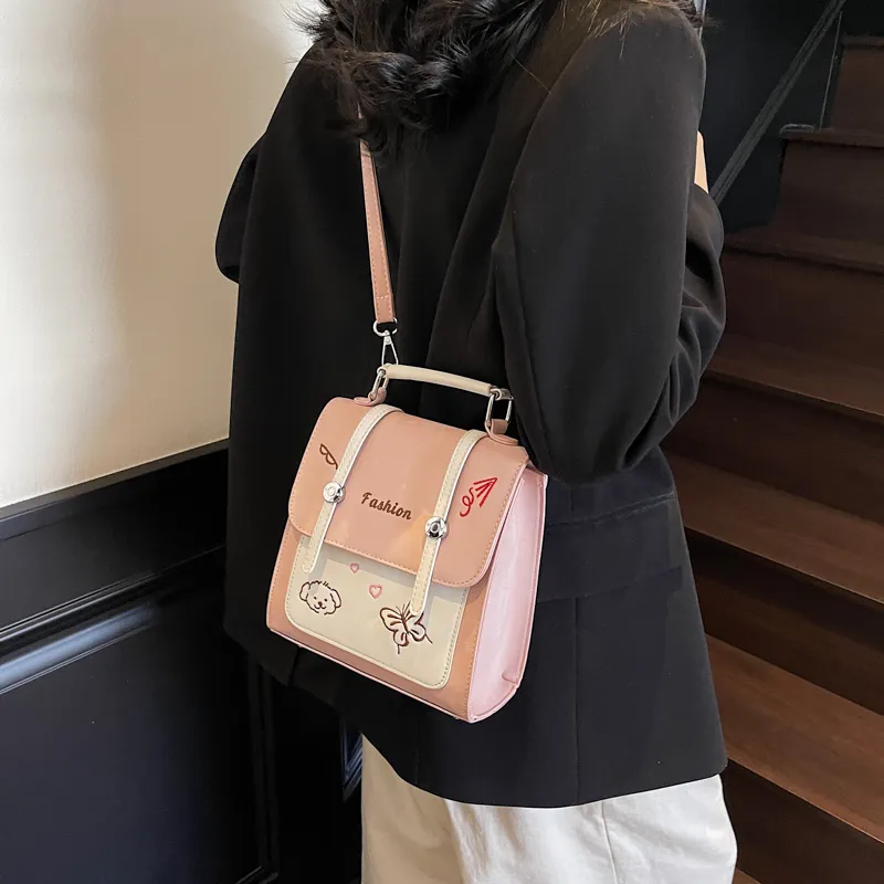 RIVMIND PU Backpack Women's White/Pink/Blue/Black-10