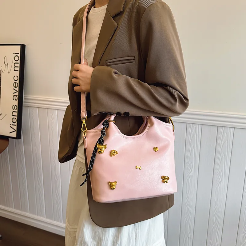 RIVMIND PU Handbag Women's Brown/White/Pink/Black-13