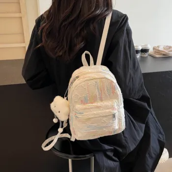 RIVMIND Nylon Backpack Regular Women's White/Black/Pink/Blue